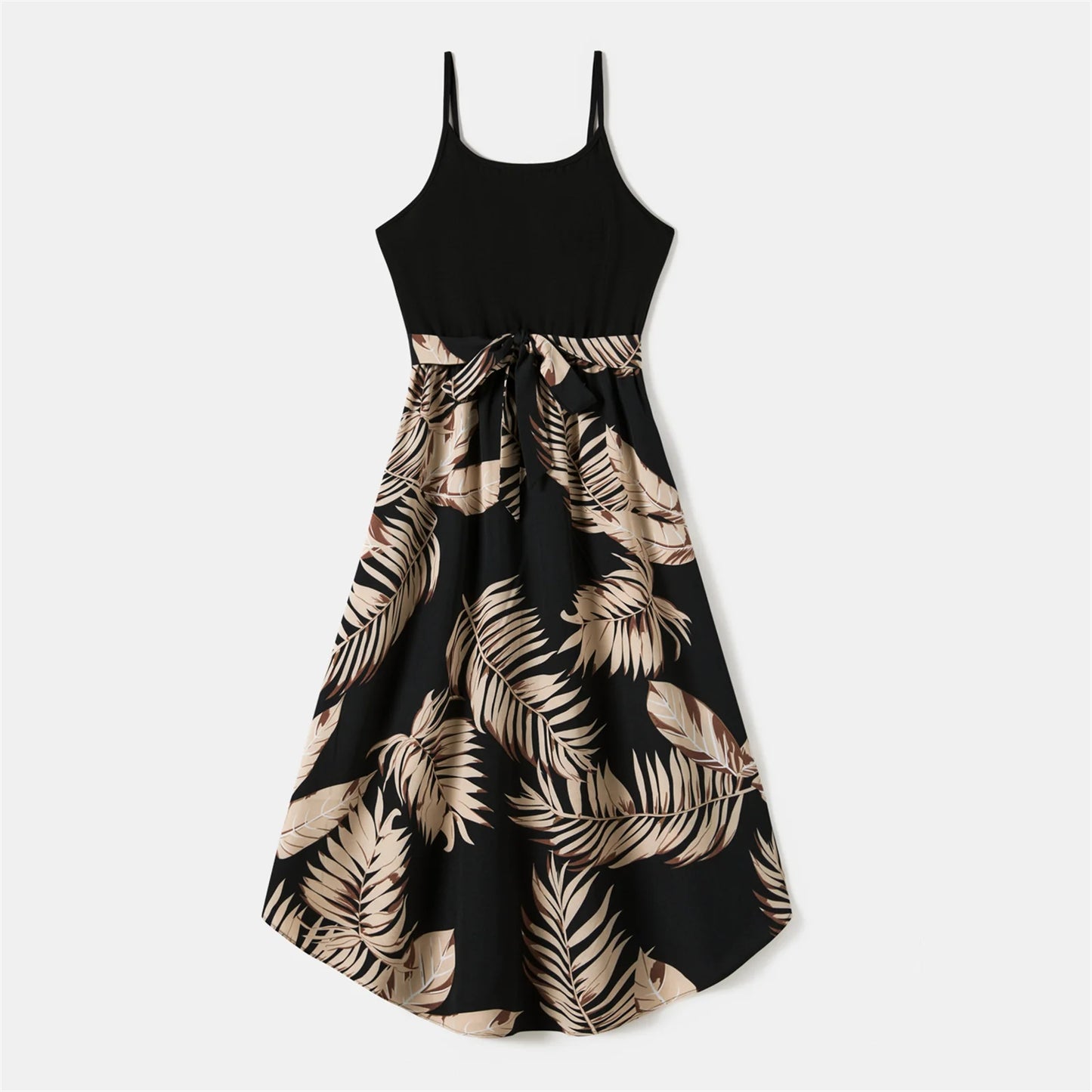 PatPat Family Matching Floral Print Belted Cami Dresses And Solid Short Sleeve Tops Sets